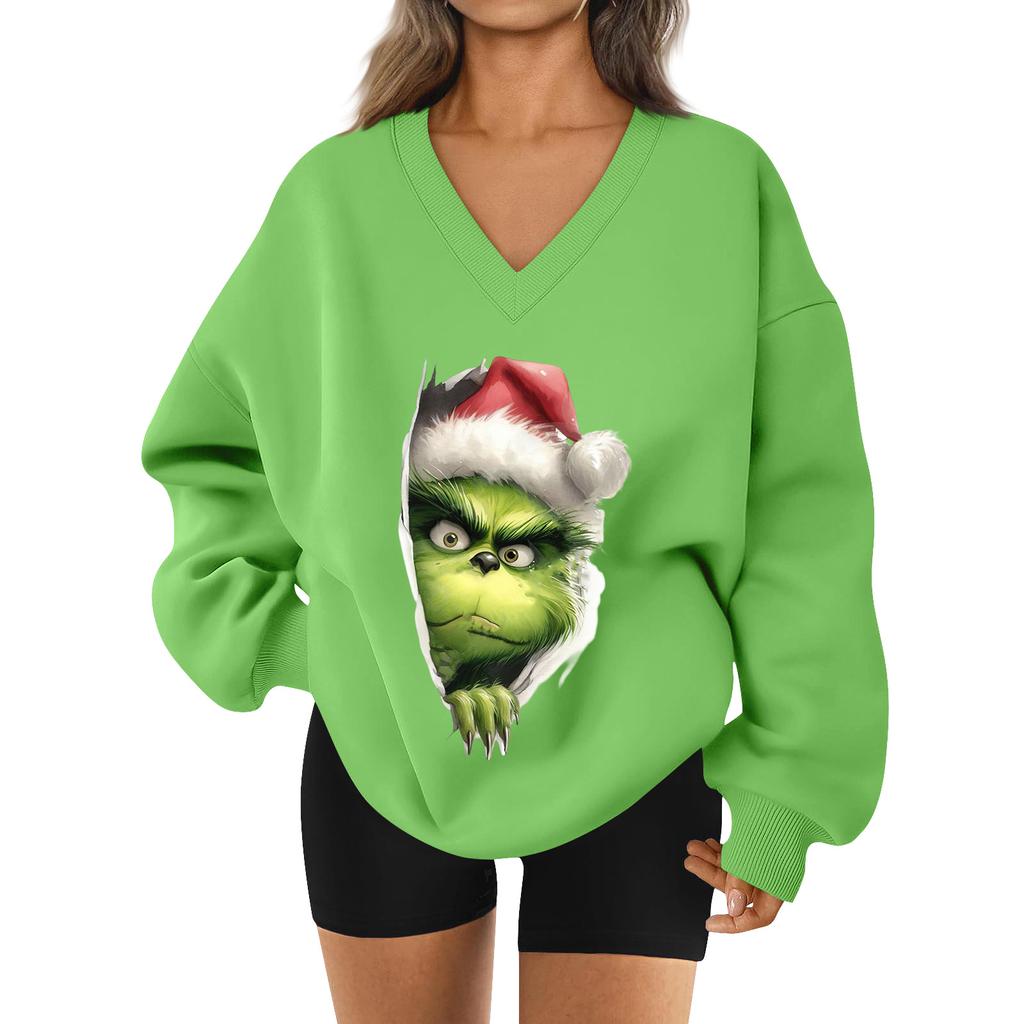 Women's Loose And Comfortable Letter V-neck Sportswear Long-sleeved Sweatshirt Daily Matching Clothes