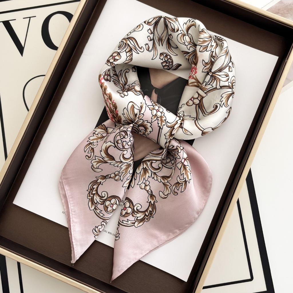 High Quality Print Brand Scarves Soft Satin Square Scarves Neckerchief Women Shawls Hijab Scarf Bandana 70X70CM