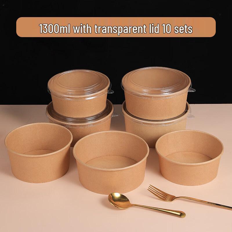 Xihe Disposable Kraft Paper Bowls with Lids