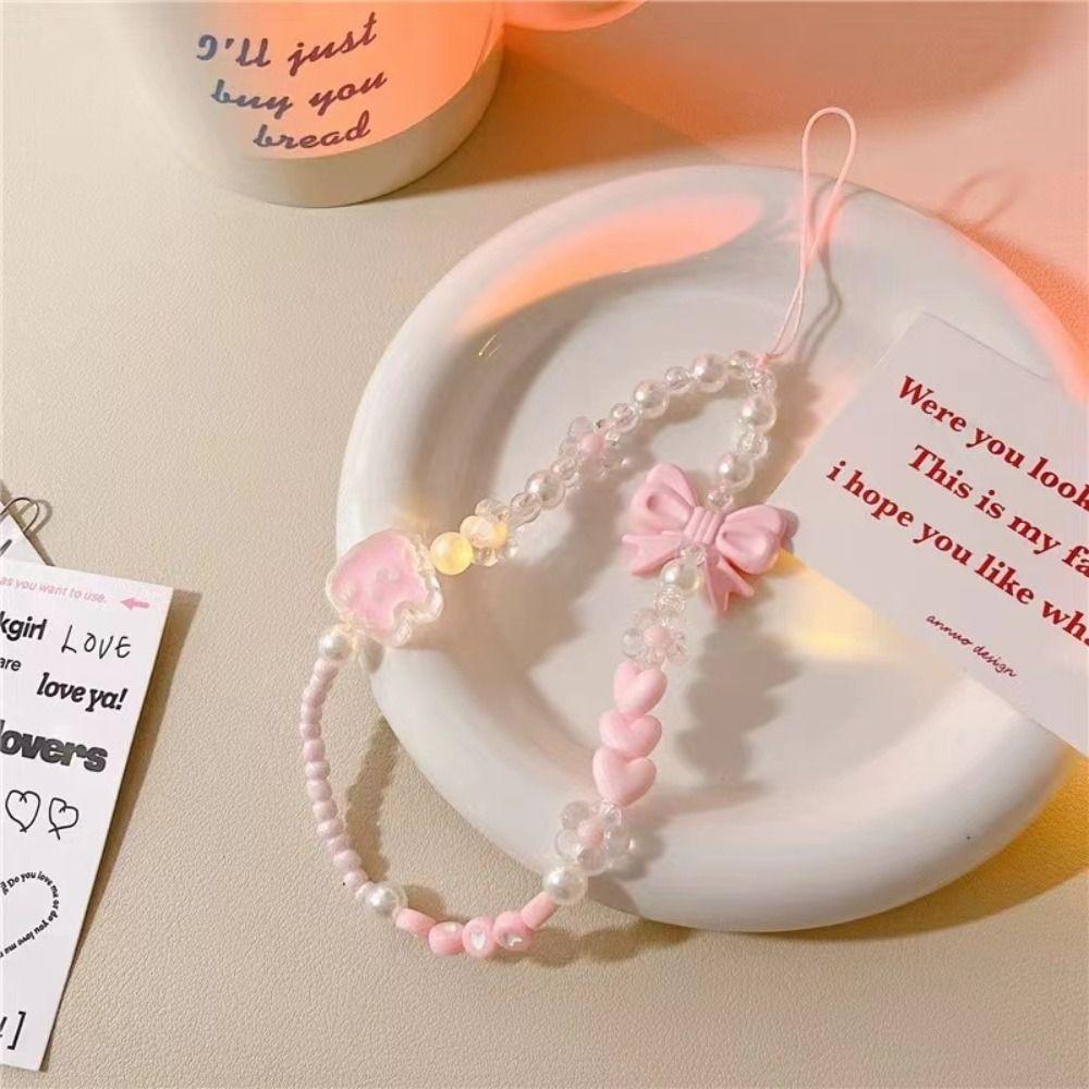 Cartoon Butterfly Bow Phone Chain Candy Colored Phone Wrist Strap Bag Pendant  Phone Accessories