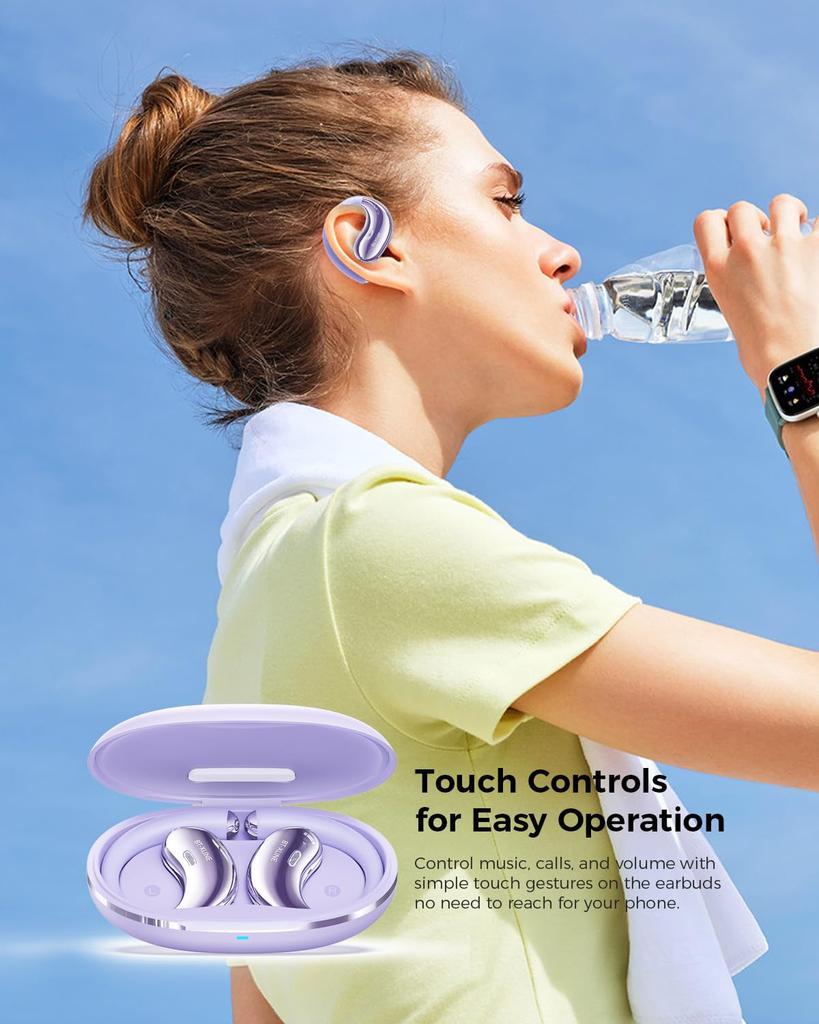 Bluetooth Earphones Battery Lightweight Design Wireless Sports Headphones for the and Travel Ear-hook 6.0 Open-Ear 36-Hour Life, Noise-Canceling