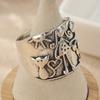 Vintage CopperColor Carved Pattern 'Cat Dog Girl' Ring,  and Creative Punk Style Holiday Party Accessory Jewelry