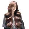 New Style Long Curly Caramel Brown Wig for Women - Middle Part, Natural Face Slimming Daily Wear