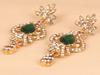 Touchstone India Bollywood Aspirations Traditional Indian Peacock Motif Faceted Faux Emerald Gold Tone White Rhinestones Spectacular Designer Bridal
