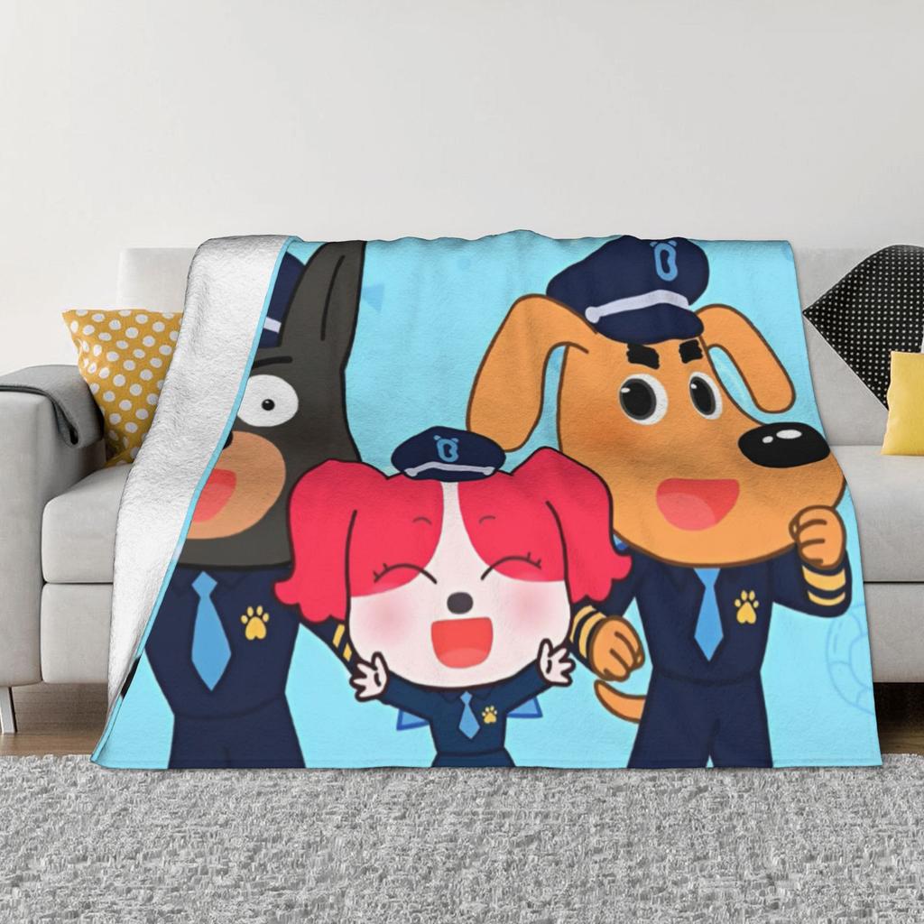 Sheriff Labrador Polizia Cartone Animato Coperte Bambini Serie TV Peluche Divertente Traspirante Coperta da Lavoro per Copriletto Tutte le Stagioni Auto