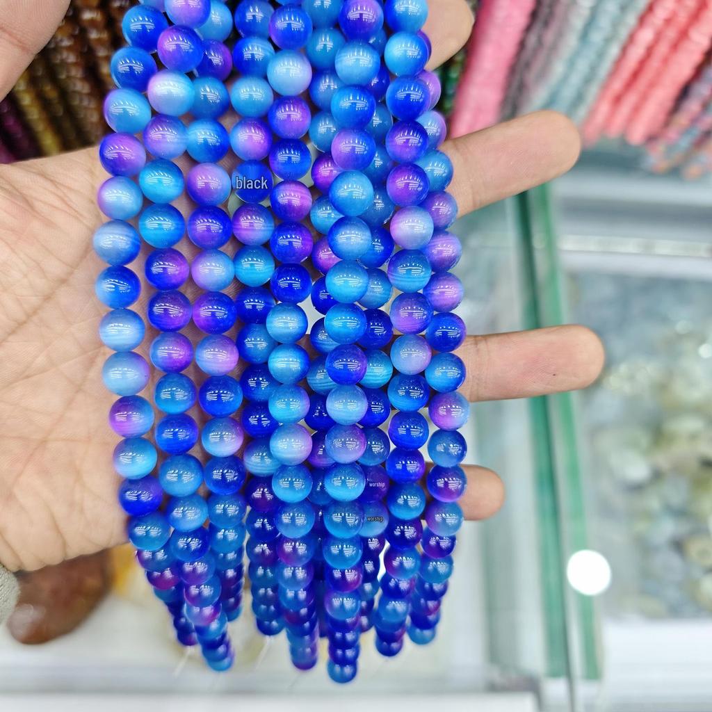 10mm Cat's Eye Stone Beads: Single, Double, Triple Color Options for DIY Jewelry Accessories.