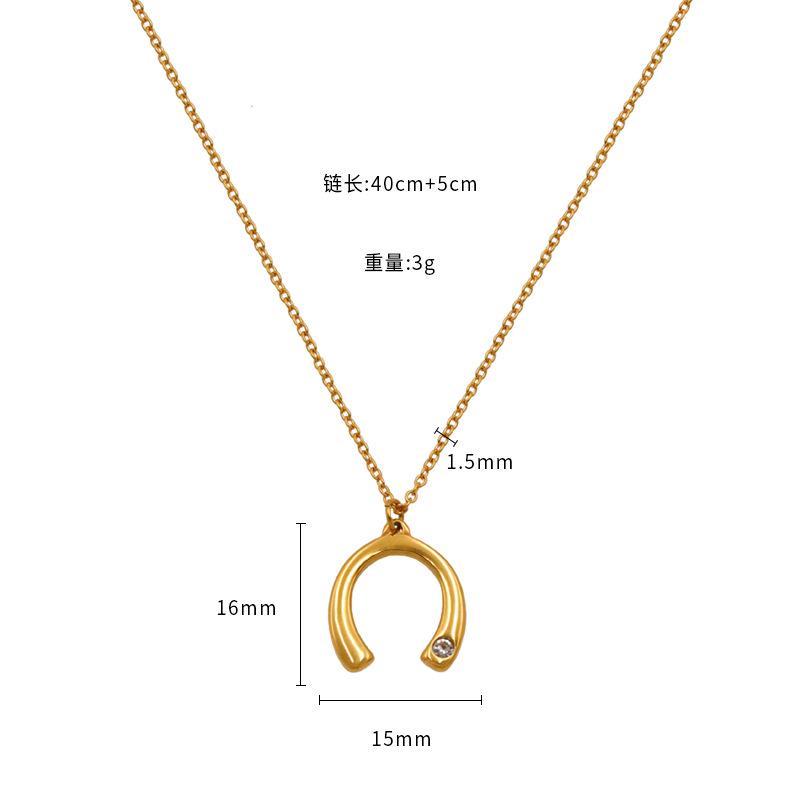 Pendentif Polyvalent Rétro en Acier Inoxydable en Forme de U, Bijou Chaîne Clavicule, Collier Doré Ne Se Décolore Pas Pour Filles