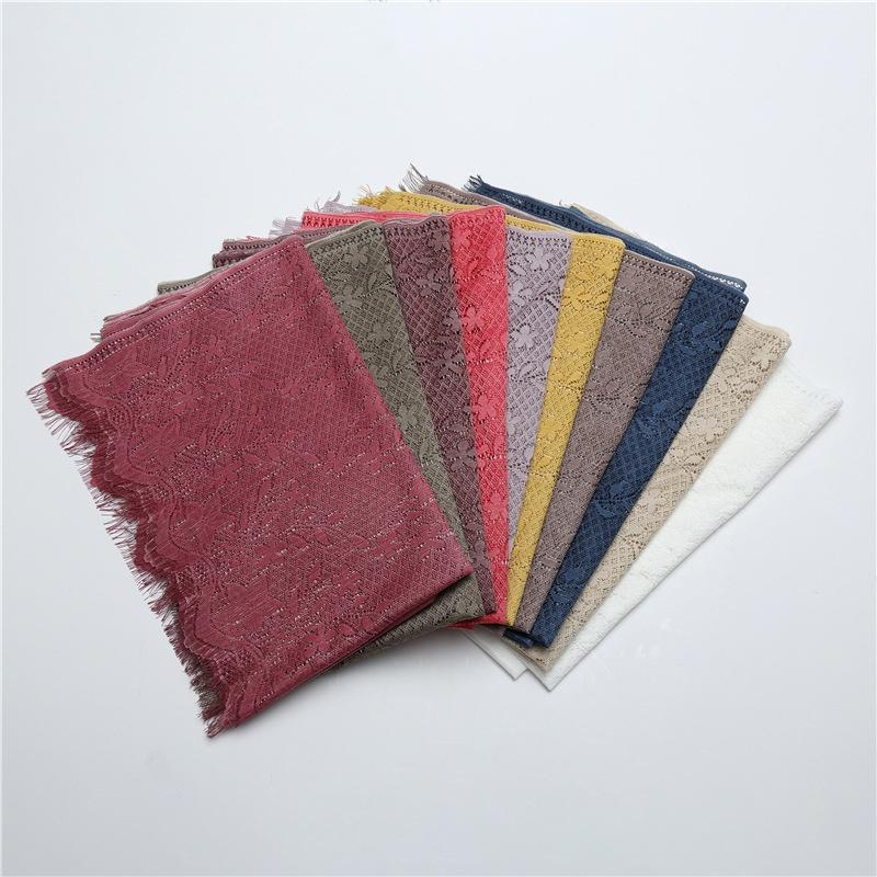 Spitzen-Patchwork Damen Malaysischer Schal Wickeltuch Muslimischer Hijab Kopftuch Sommer Islamischer Langer Schal