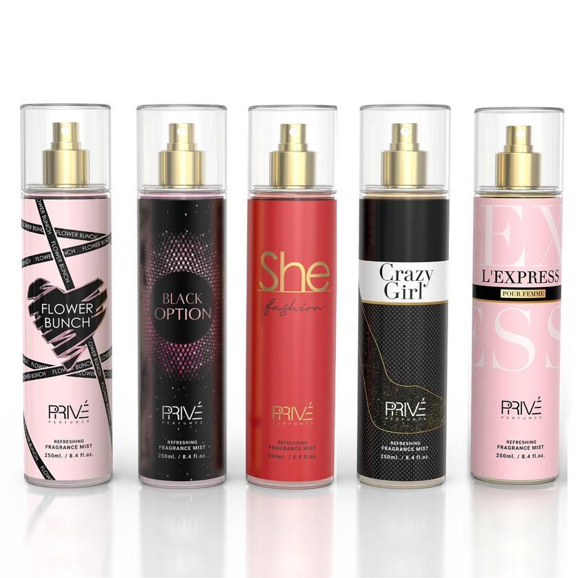 Popular Scents Prive Refreshing Floral-Fruity Fragrance Plume Body Mist 250ml. 8.3 FL.OZ Spray Flavored Water
