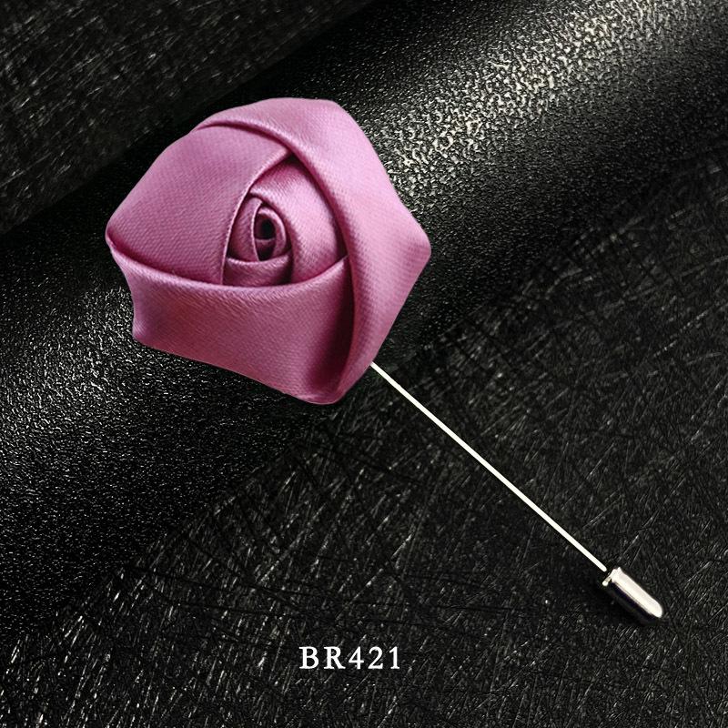 Handmade Multi-Color Rose Fabric Brooch Pin for Men's Suits - Korean Style Accessories