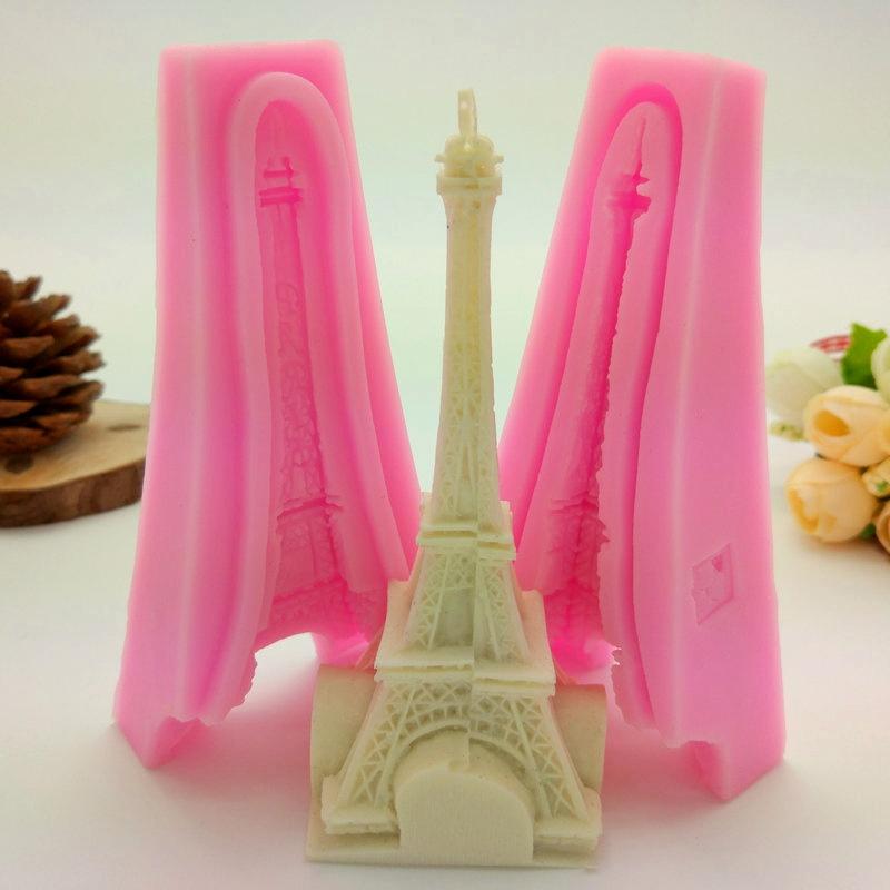 New 2pcs 3D Eiffel Tower Silicone Mold Fondant Molds for DIY Cake Decorating Tools Cake Moulds Soap Mold