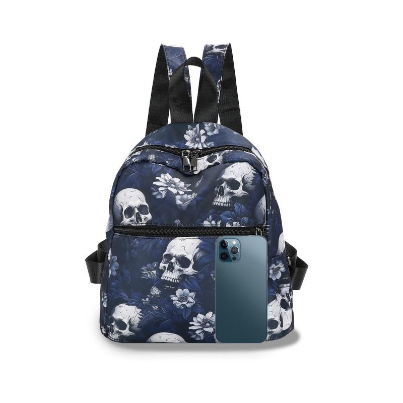 Ladies Backpack Stream Fashion Oxford Cloth Large Capacity Simple Lightweight Skull Printed Backpack