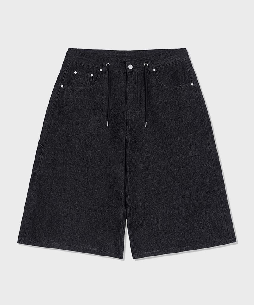 GLW [Unisex] Non-Faded Bermuda Denim Pants Black