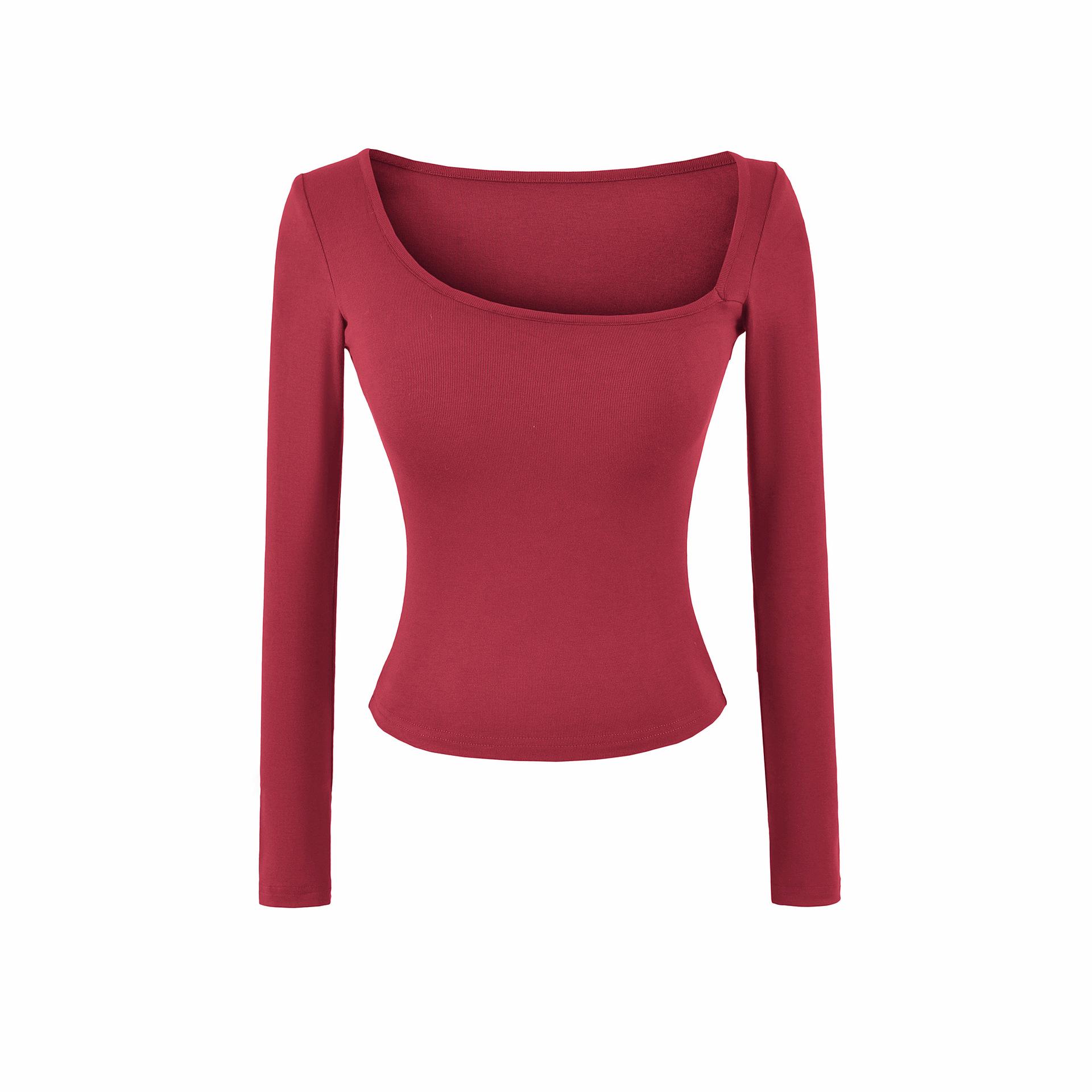 

Women s One-Shoulder Long Sleeve Top with Built-in Bra - American Spicy Girl Design, Slim Fit, Autumn Large