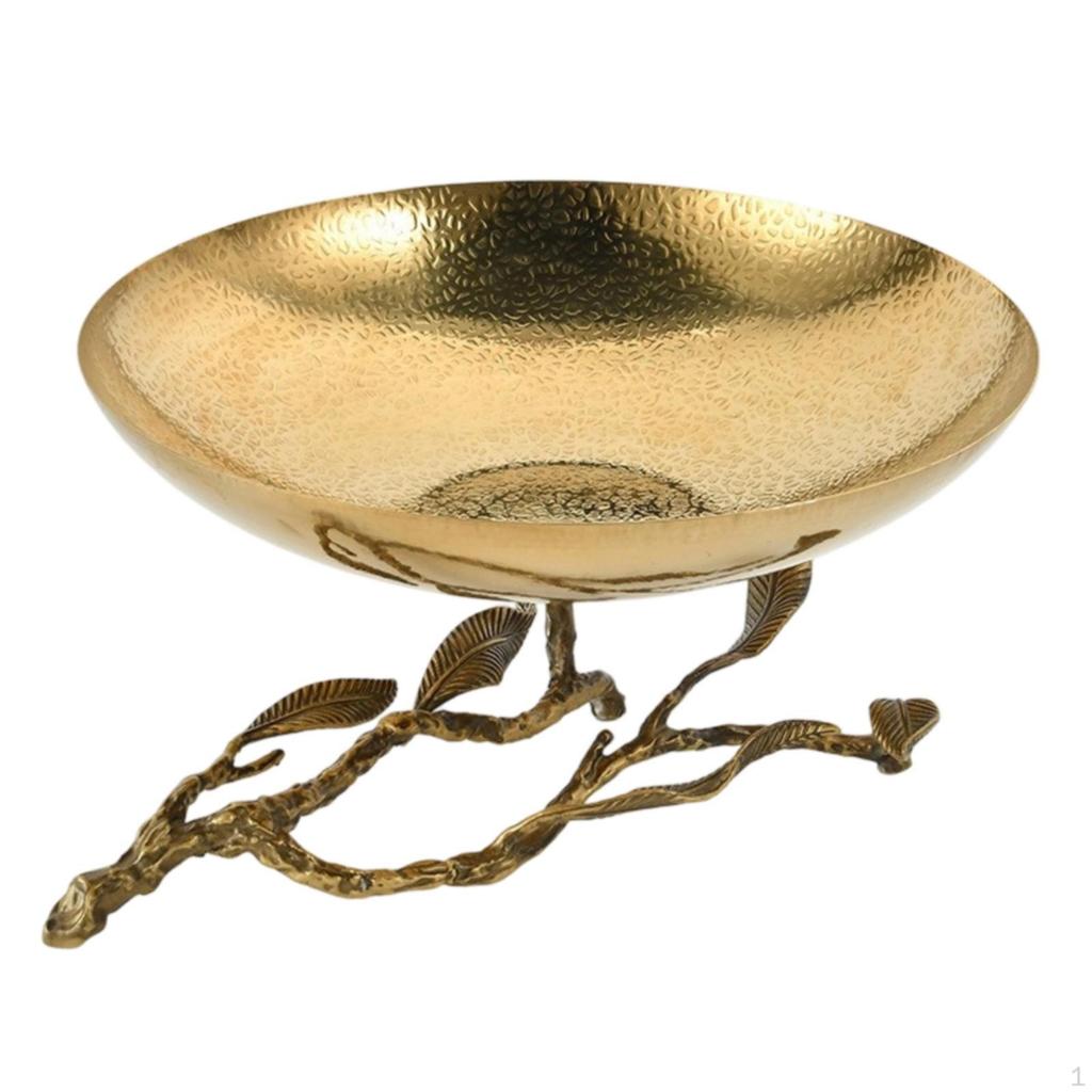 Sculptural Centerpiece Bowl Metal with Stand Reflective for Dining Table, Tabletop, Living Room