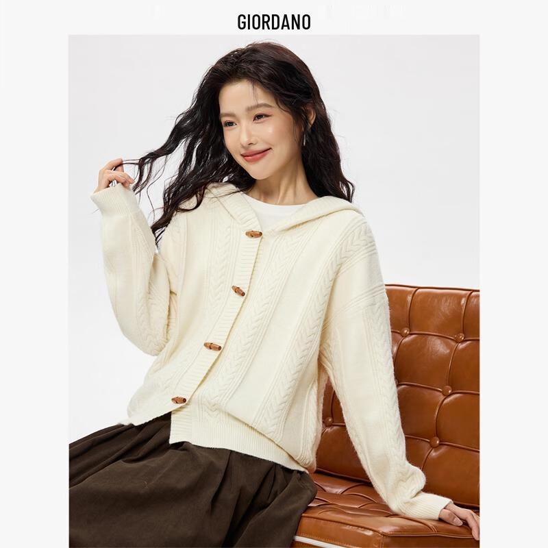 Giordano Women's Cable Knit Hooded Cardigan