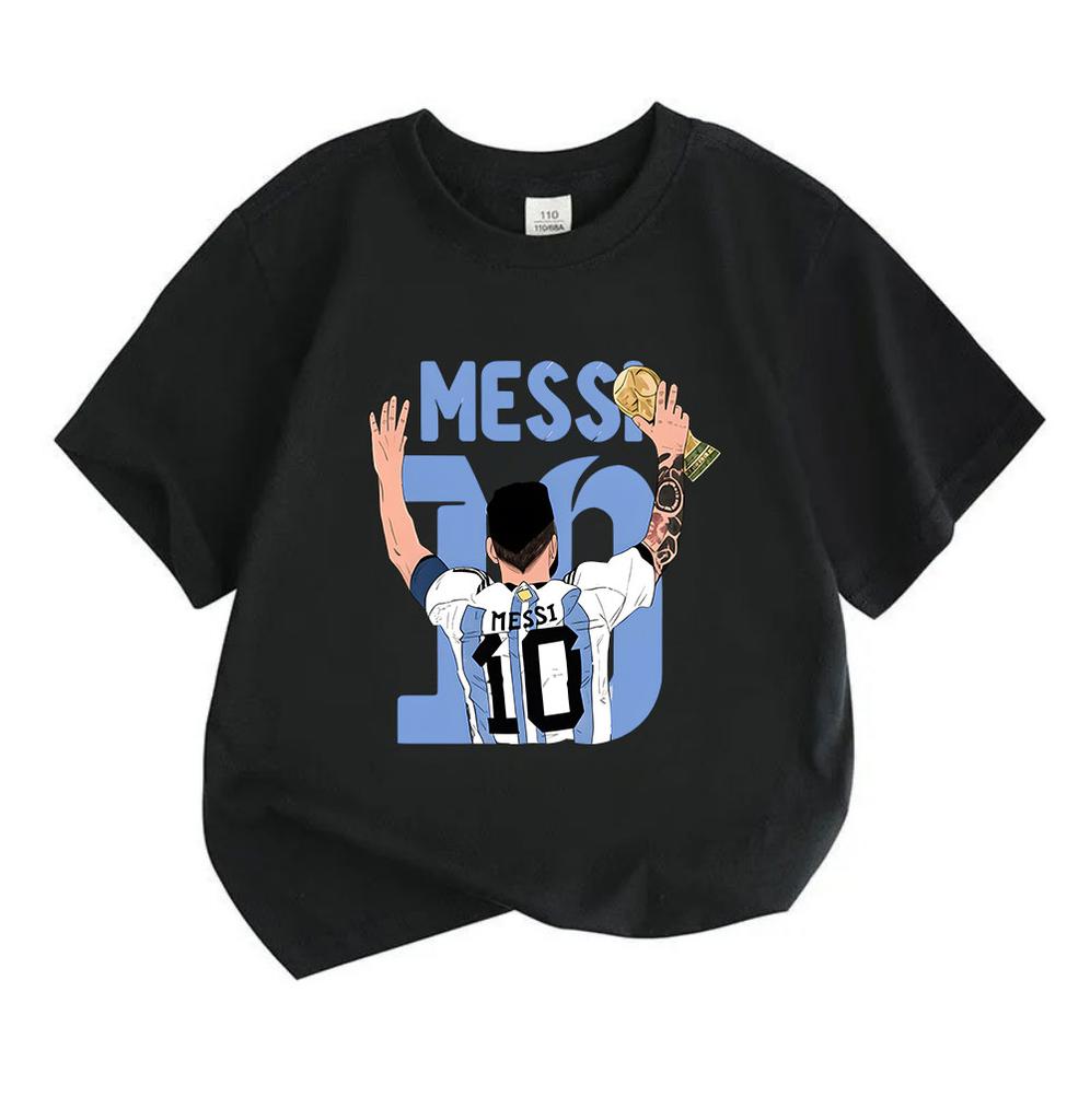 Kids Boys Girls 100% Cotton Crew Neck Short Sleeve T-Shirt, Football Star 10 Print Casual Tee for Youth Sports Fans, Comfortable Summer Daily Tops for
