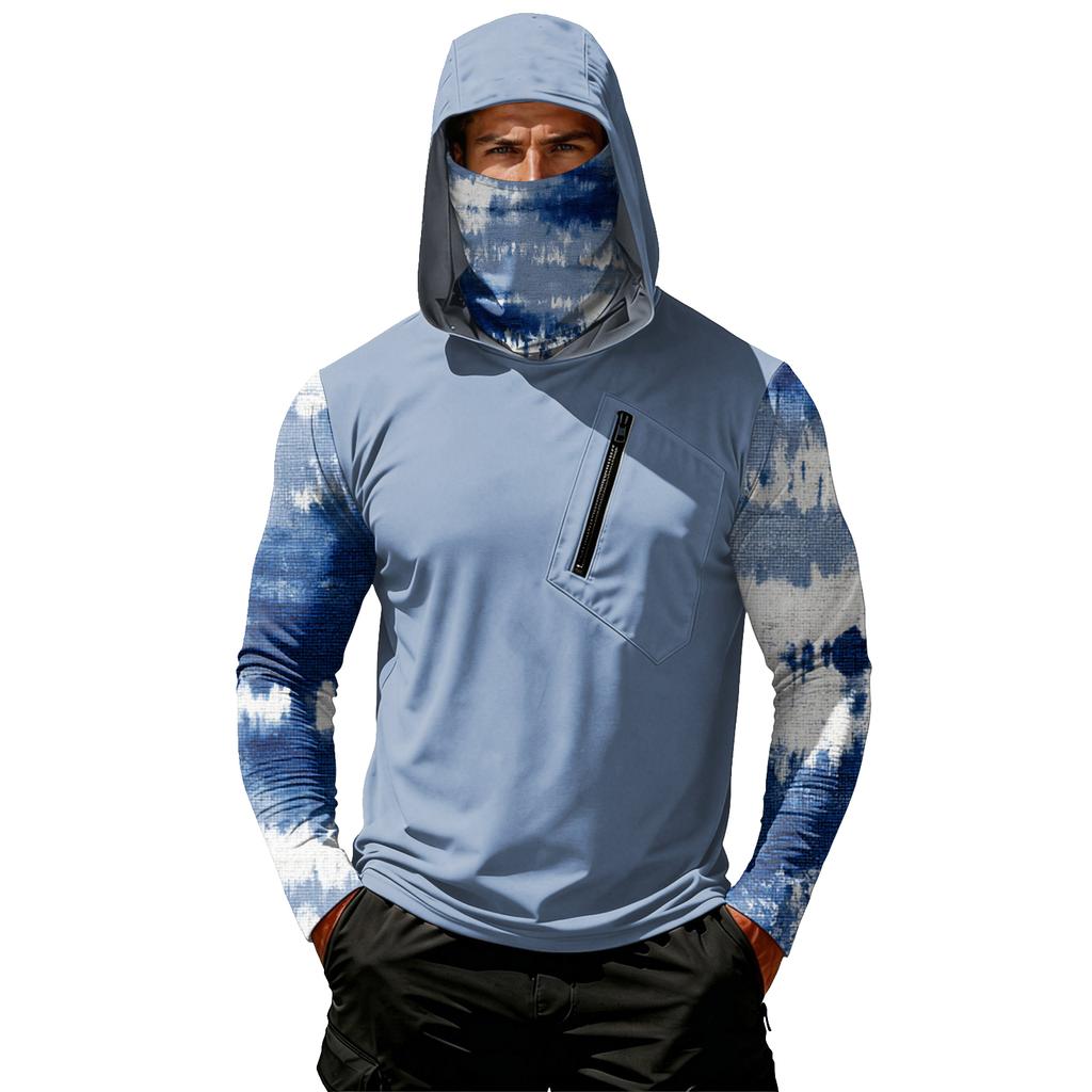 Camiseta Casual con Capucha de Manga Larga para Hombre con Protección Solar