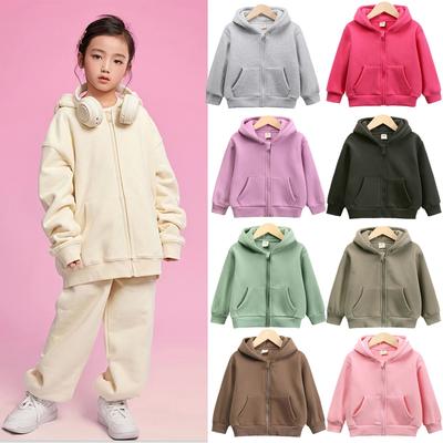 2 Casacos Moletom com Capuz de Lã Infantil Roupas Algodão Sólido Grosso Top Exterior Menino Menina Casaco Esportivo Infantil Jaqueta Casual Coreana