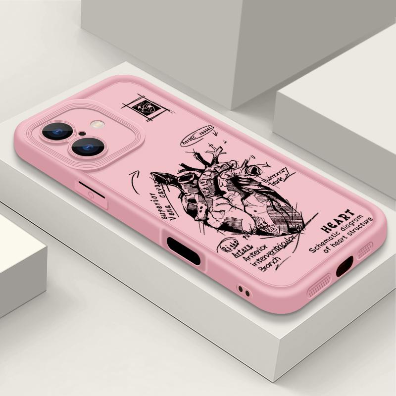 Heart Pattern Matte TPU Case Shell For iPhone 16 Pro Max 15 Pro 14 13 12 11 XS XR 8 7 Lens Protection Shockproof Soft Silicone Phone Cover