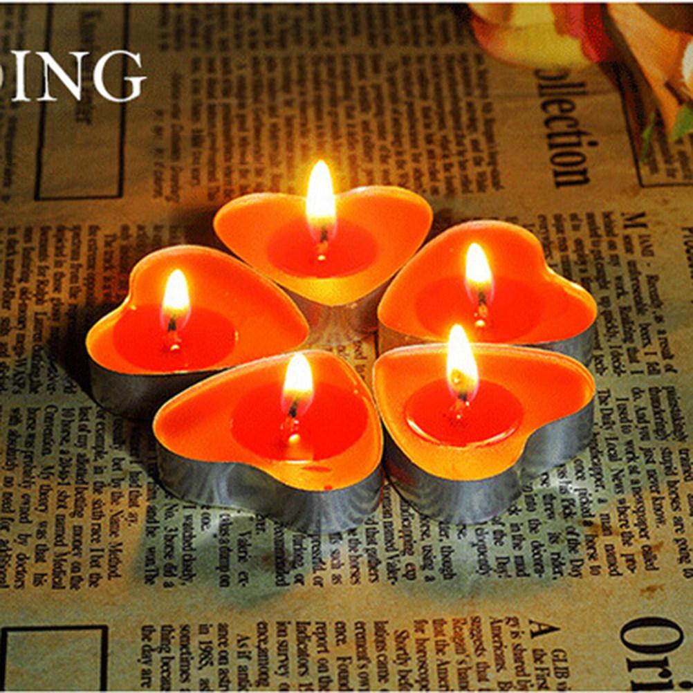 50Pcs Heart-Shaped Smoke-Free Romantic Candles Purple for Wedding Marriage Proposal Party Decoration Safe Indoor Outdoor Night