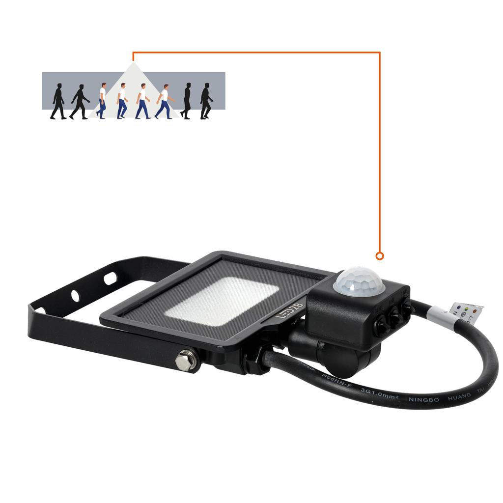 LED Floodlight with Motion Sensor 10W 4000K IP65 Black