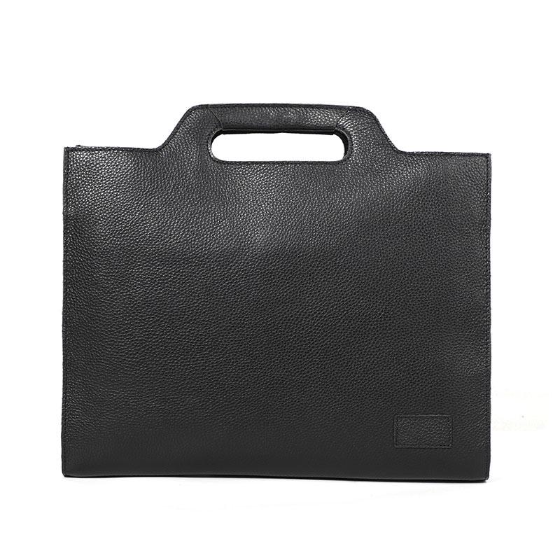 

Newsbirds Thick Leather Black Briefcase For Men Male Busienss Document Bag A4 size Handbag Slim Briefcase men s messenger bag