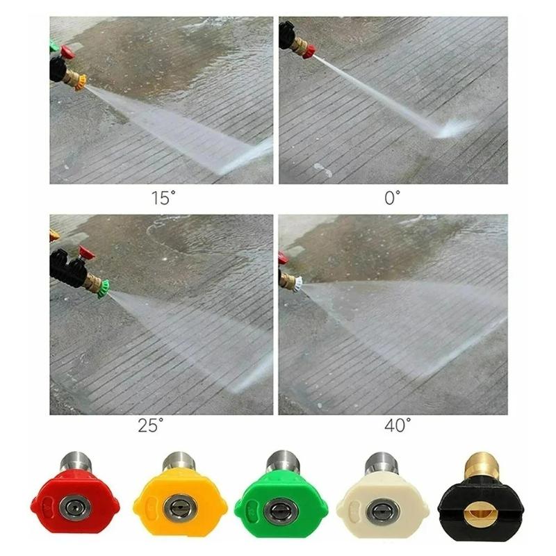 1/4" Brass Quick Connect Nozzle Set, High Pressure Washer Hose Adapter with Adjustable Valve for Car Wash