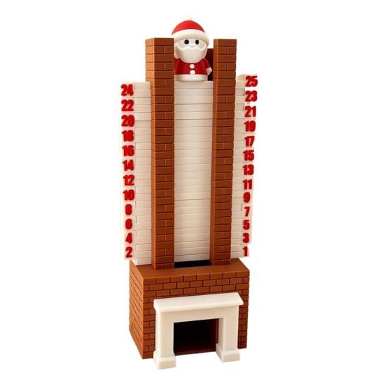 Santa Advent Calendar Fun Santa Claus Down The Fireplace with Sliding Design Wooden 3D Christmas Countdown Decoration Holiday Home Decor for