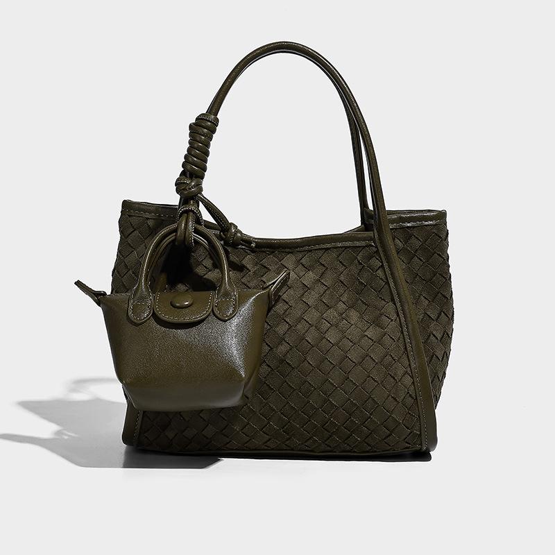 2025 New Matte Handwoven Handbag Fashion Basket Shoulder Crossbody Bag Shopping Tote Mother Bag