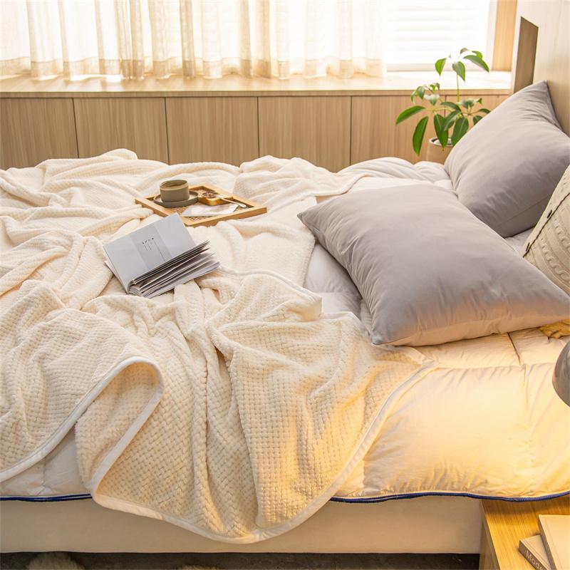 Einfarbig Waffelstruktur Decke Korallenvlies Decken, Weiche Warme Sofadecke Schlicht Elegant Klimadecke