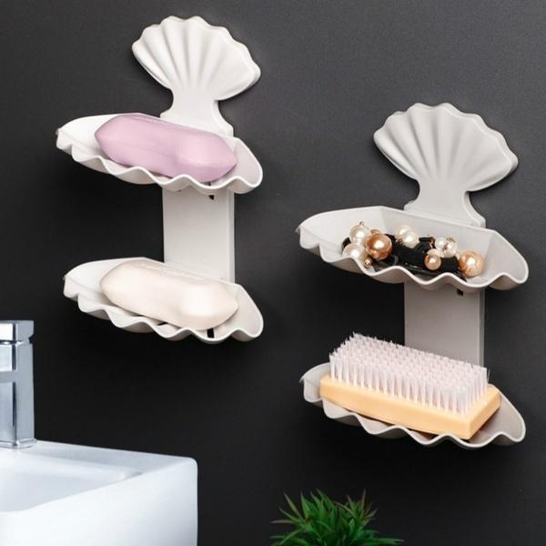

Креативная ракушка слив мыльница без пробивки двойная ванная комната ванная комната двойная решетка мыльница белый