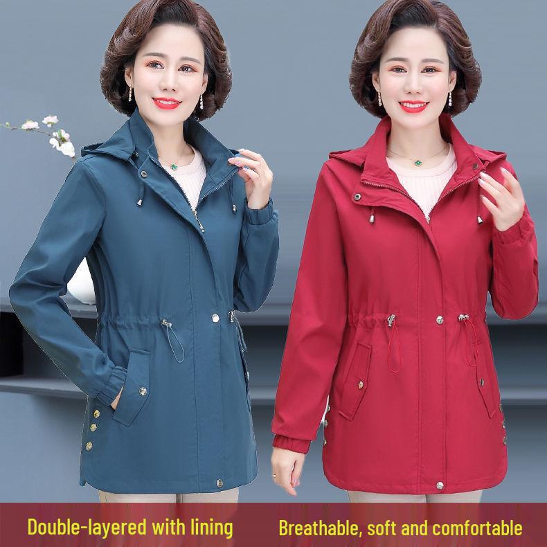 Szykowny Damski Płaszcz Przejściowy Plus Size dla Kobiet w Średnim Wieku i Starszych, Nowy Styl Wiosna/Jesień 2025