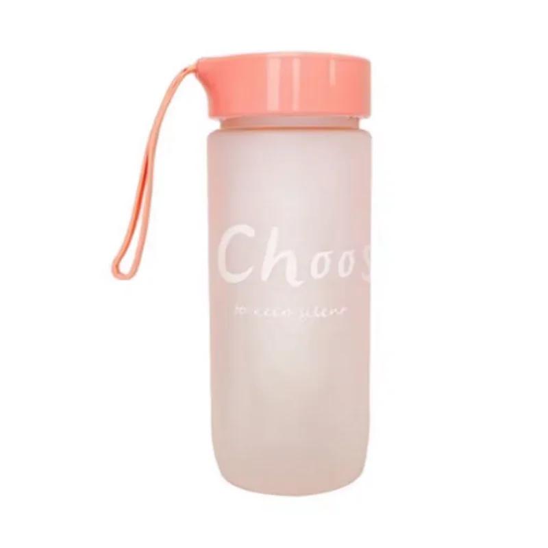 600ML Water Bottle Portable Sport Frosted Plastic Water Cup Leak-proof Juice Drinkware Couples Student Mug Transparent Kettle