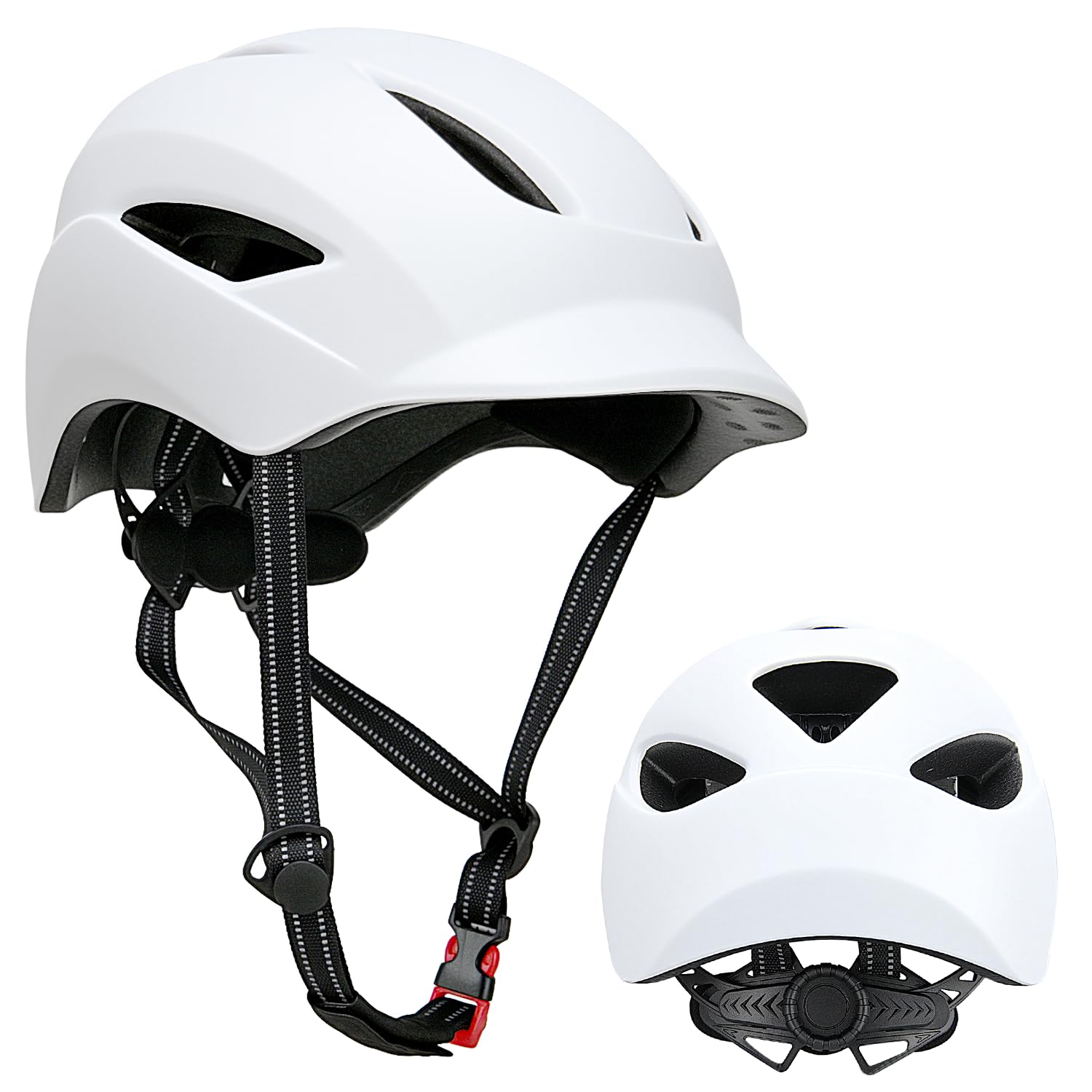 

Lightweight Bicycle Helmet for Adults 10 EN1078 Impact Road Adjustable Size Circumference White (268g), Breathable, Vents, CPSC/CE Certified, білий