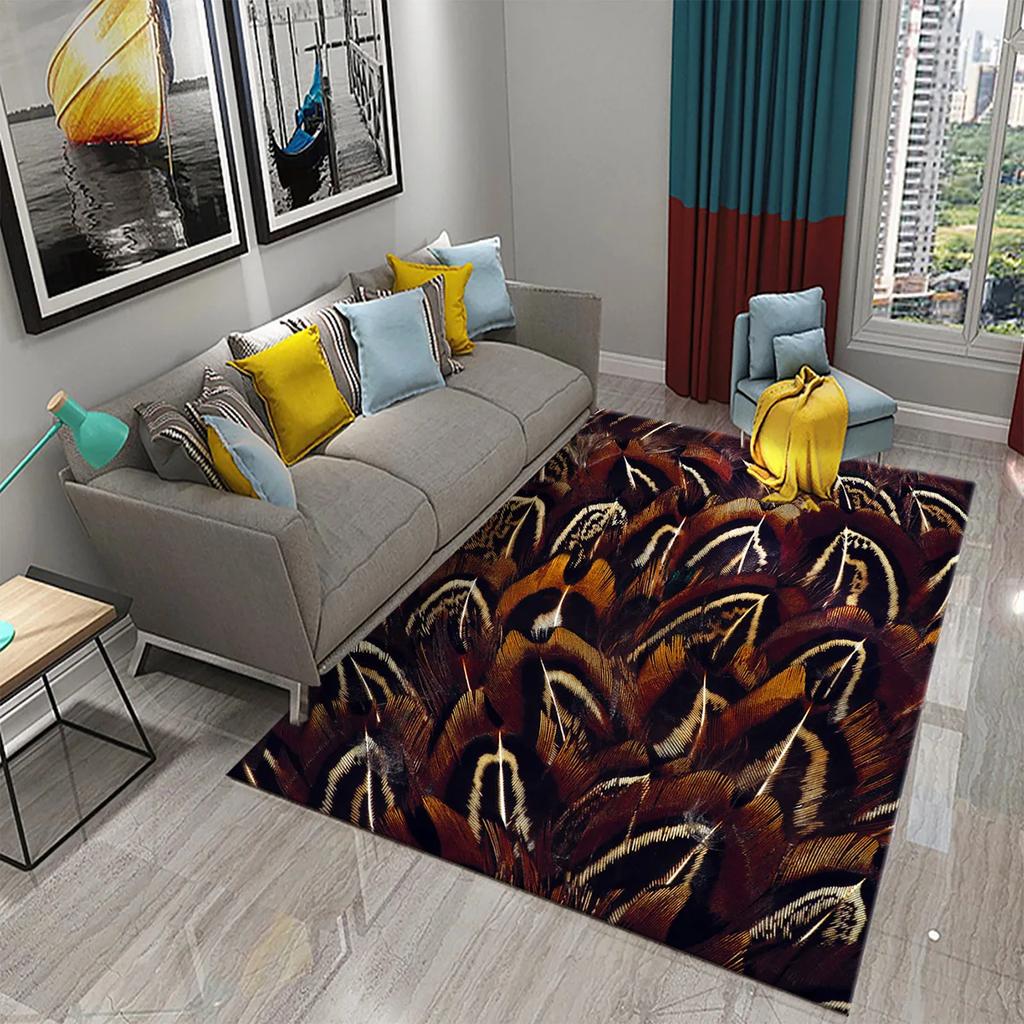 Colorful Feather Carpet for  Living Room Sofa Coffee Table Light Luxury Carpet Family Bedroom Bedside Rugs Bathroom Non-slip Rug