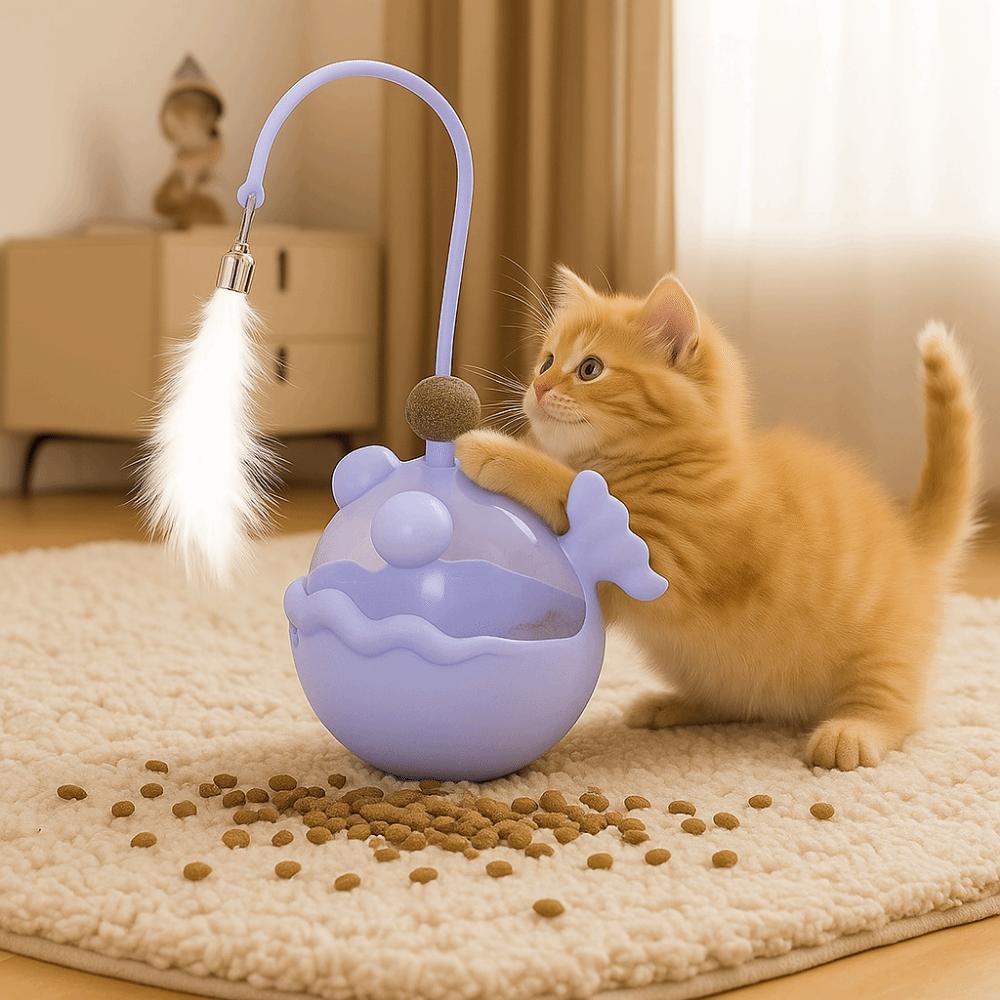 Fish Shape Cat Treat Dispenser Plastic Interactive Cat Toy Cat Leakage Food Toy  Interest