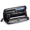 Sheepskin Embroidered Wrinkled Long Wallet Women Large Capacity Multi-slot Hand-held Zipper Bag