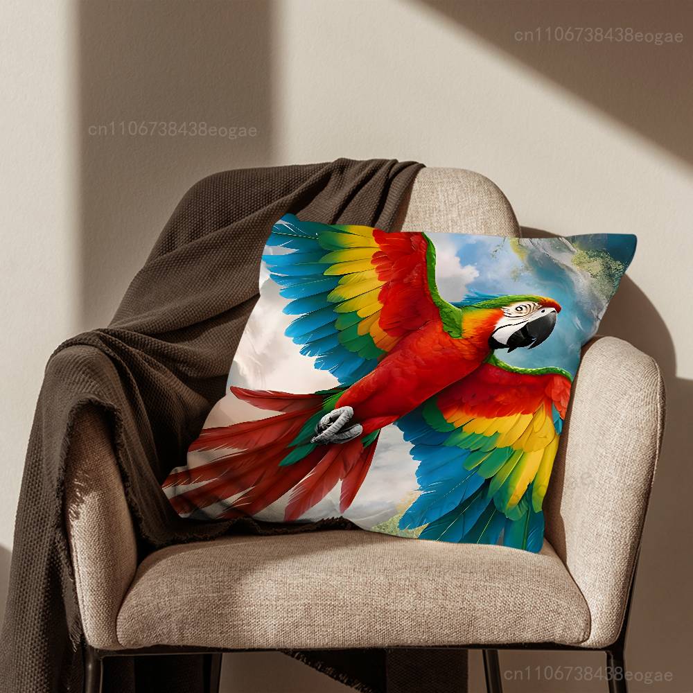 Sztuka Ptaków Papuga Poszewka na Poduszkę Pokój Dzienny Pokrowiec na Poduszkę Sofa Odpowiedni do Dekoracji Domu Sypialni i Ochrony