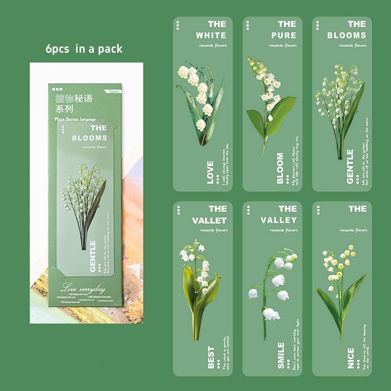 6 Stück Pflanzen Flüstern PVC Lesezeichen Set Natur Pflanzen Blumen Transparent Markierer Seite Notizhalter Schule Lesen Geschenk