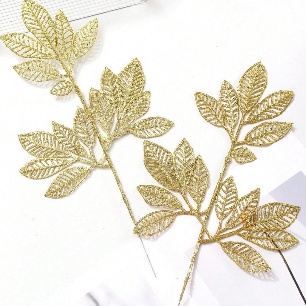 Gold Wheat and Bamboo Leaf Floral Arrangement for Home and Christmas Decoration