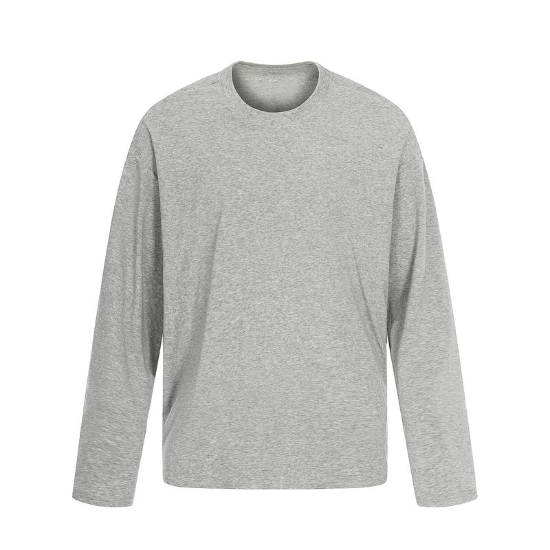 Blaexit American Retro Basic Solid Color Base Shirt Men's Long-Sleeve T-Shirt Versatile Top for Commuting In Spring and Autumn
