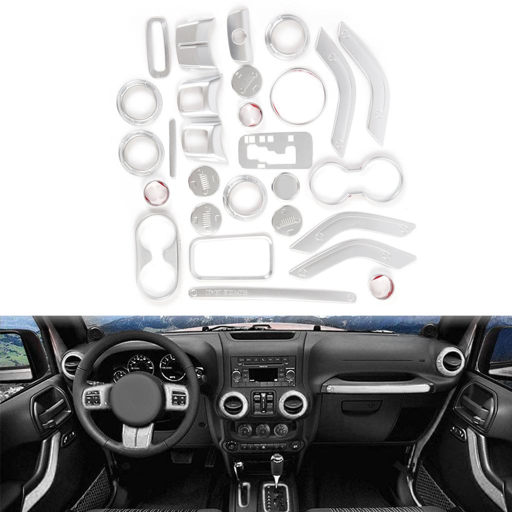 28pcs Interior Trims Decoration Kit Replacement for     JK JKU 2 Door 4 Door 2011-2018