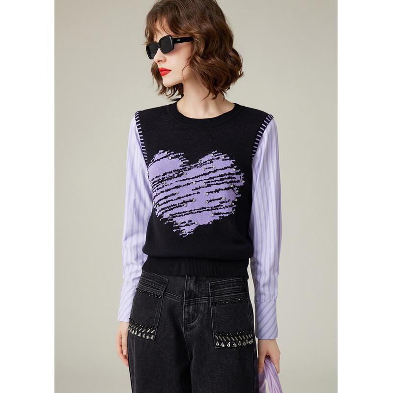 

Женский комбинированный топ-жилет Bailuyu с жаккардовым узором в виде сердец L