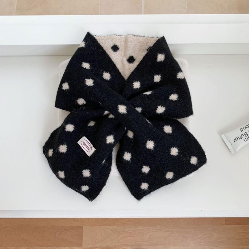 Cross Knitted Scarf Polka Dot Neck Warmer Scarf Gifts Neck Scarf for Women