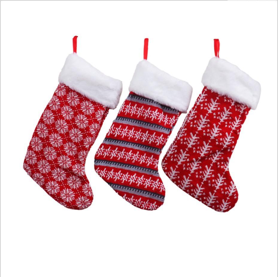 Christmas Socks Knitwear Stockings Christmas Large Socks Red and White Striped Gift Bag Children's Gift Bag