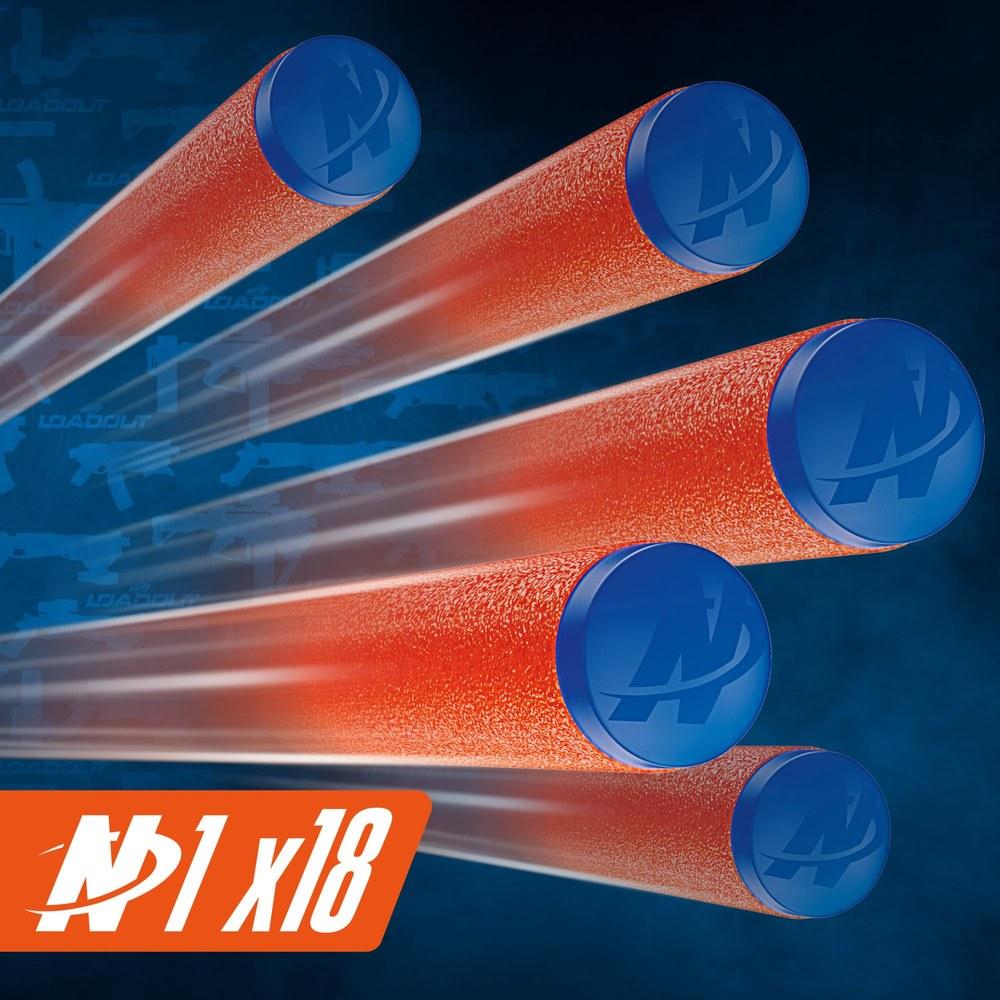 Hasbro Nerf Loadout Flare Fusion Blaster 3 Attachments 18 N-Strike N1 Darts Kids Toy Gift Ages 8+