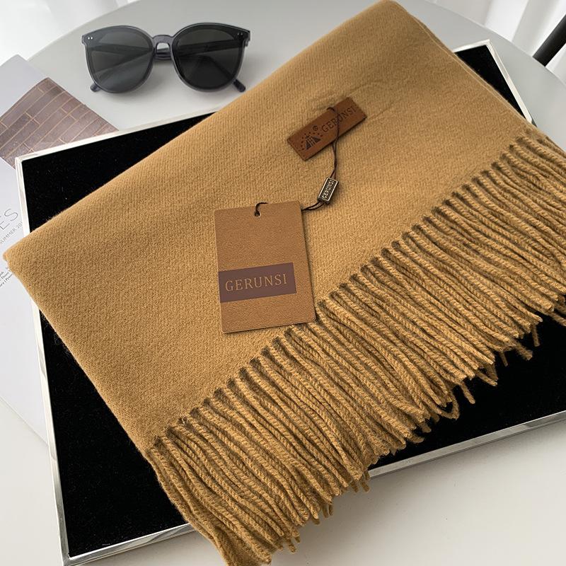 Scarf dual-purpose women's autumn and winter high-end imitation cashmere shawl with a classic solid color warm scarf