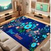 Floral Garden Theme Crystal Velvet Floor Rug Personalized Custom Name Text Warm Carpet Home Decoration