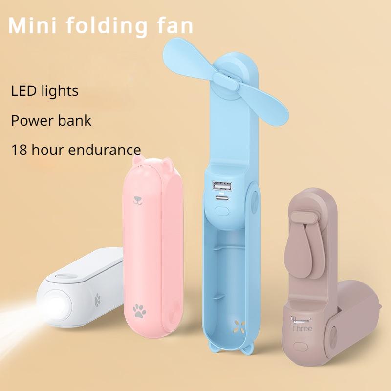 New Folding Small Electric Fan Mute Can Be Used As A Flashlight USB Rechargeable Camping Portable Mini Air Conditioner
